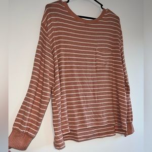 Stars Above Orange and White Striped Long Sleeve Shirt